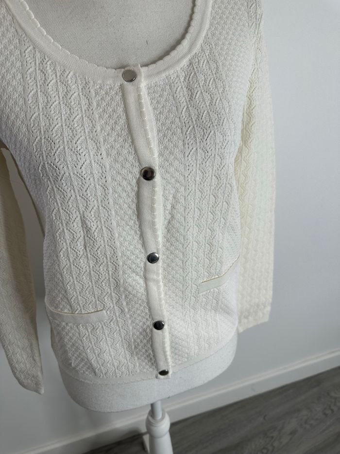 Cardigan en maille blanc crème Claudie Pierlot T2 38 M - photo numéro 3