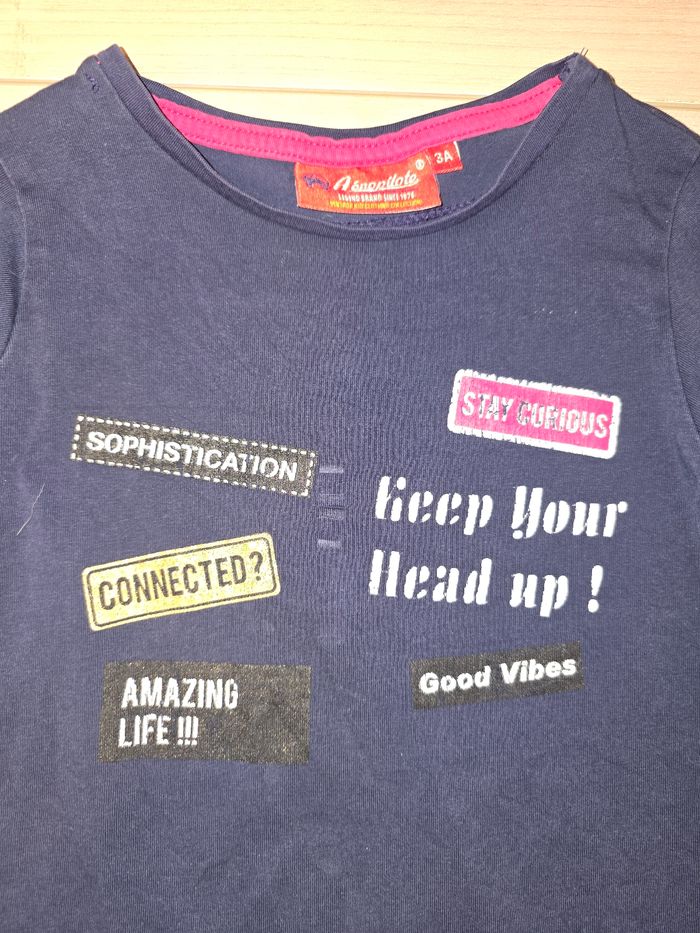 Tee shirt manches longues bleu marine - photo numéro 2