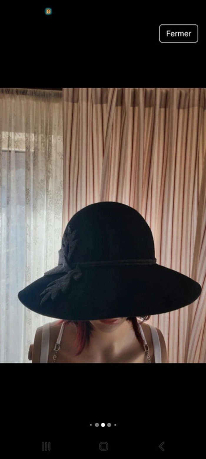 Chapeau femme noir en 100% laine 56cm - photo numéro 11