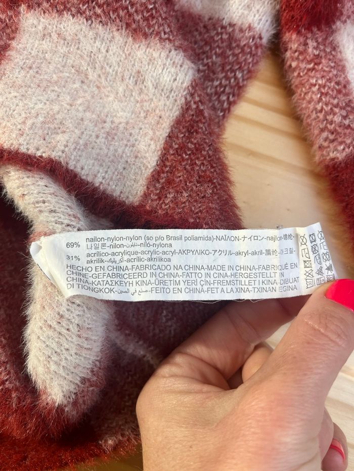 Pull à carreaux rouge et écru Zara Kids - photo numéro 3