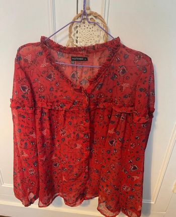 Chemise blouse voile rouge neuf
