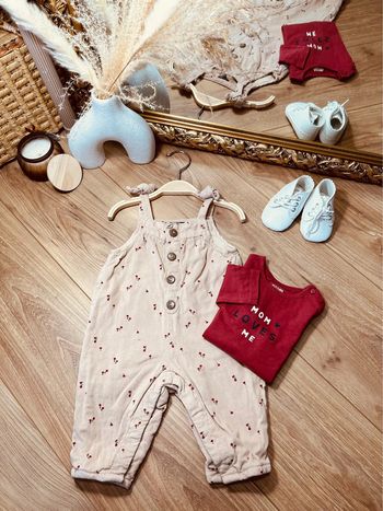 Taille 6 mois tenue 2p fille Kiabi beige et bordeaux * rose * 🎀