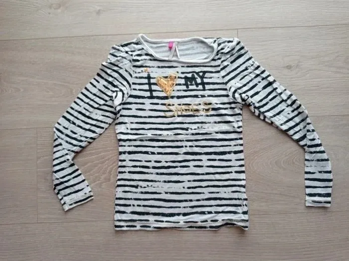 Tee-shirt rayé noir blanc et doré Orchestra 5 ans