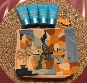 🪷 Grande trousse de toilette + 4 Masques Fraîcheur Sos Hydra CLARINS - Neufs ⭐