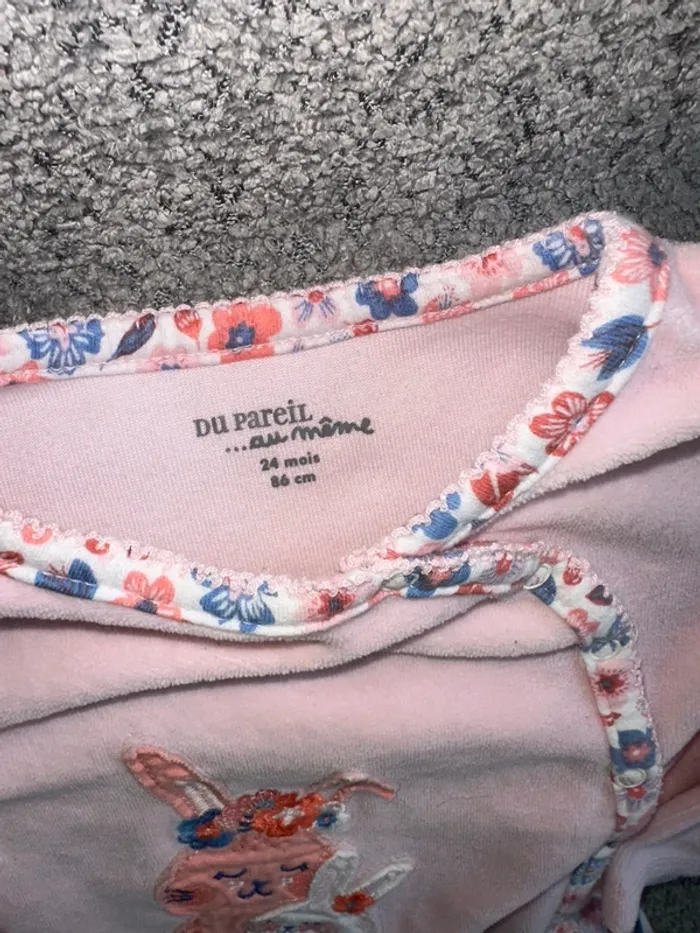 Ensemble pyjama 2 pièces fleuris et motif lapin rose Du Pareil Au Même - photo numéro 2