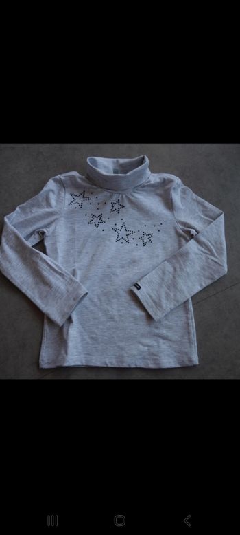 Sous-pull fille gris chiné/étoiles strass Miniman - 6 ans