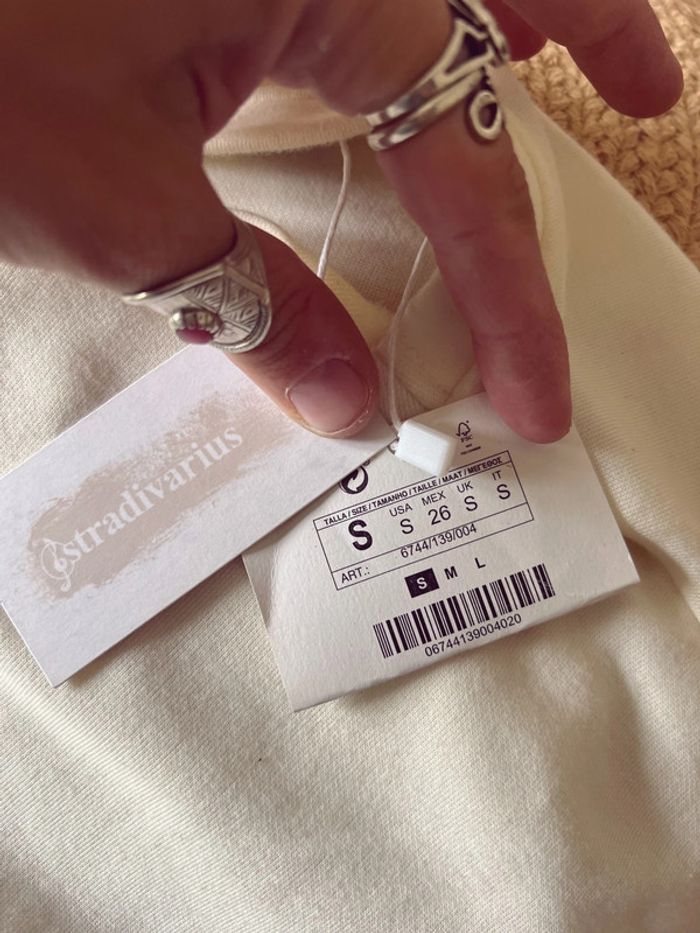 Sweat-shirt Stradivarius Taille S neuf beige avec manches - photo numéro 6