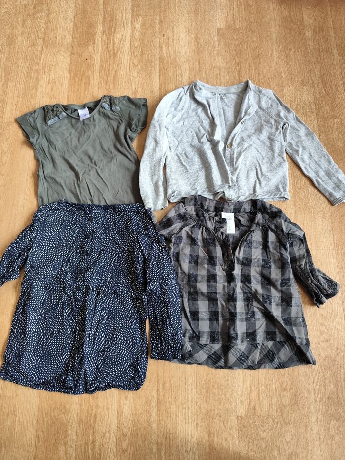 Lot vêtements filles 4 ans printemps Kiabi t shirt chemise gillet