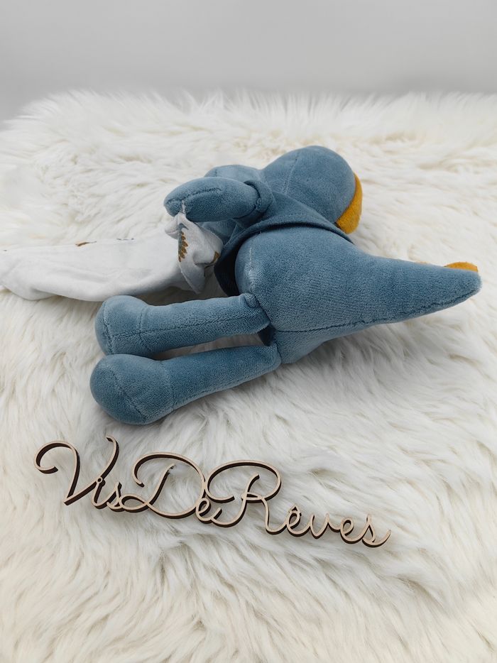 Doudou mouchoir dragon dinosaure bleu et jaune Auchan In Extenso - photo numéro 6