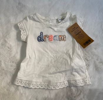 Tee shirt blanc manches courtes - 59cm - 3 mois