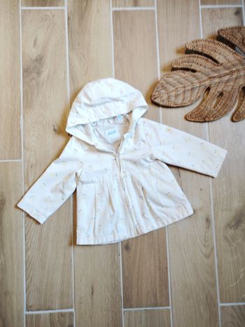 🌂 Obaibi/Orchestra - Ciré/ Parka de pluie blanc motifs fleurs jaune - Taille 18 mois