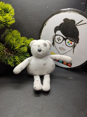 doudou Petite peluche vertbaudet ours étoiles blanc gris Pantin DD003944
