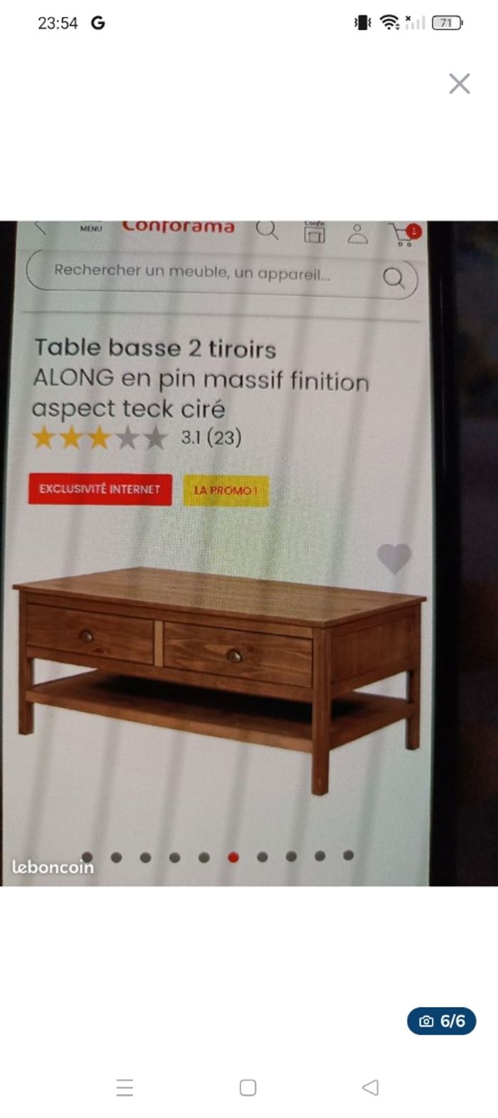 Table basse en pin massif neuf - photo numéro 3