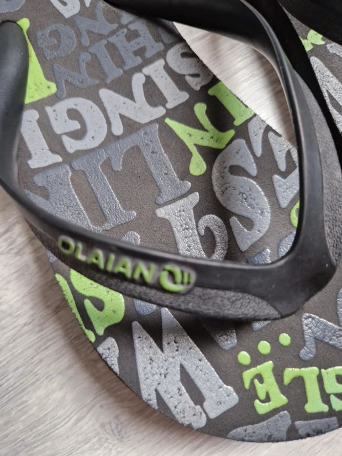 Tongs Olaian 33/34 noires et vertes - photo numéro 2