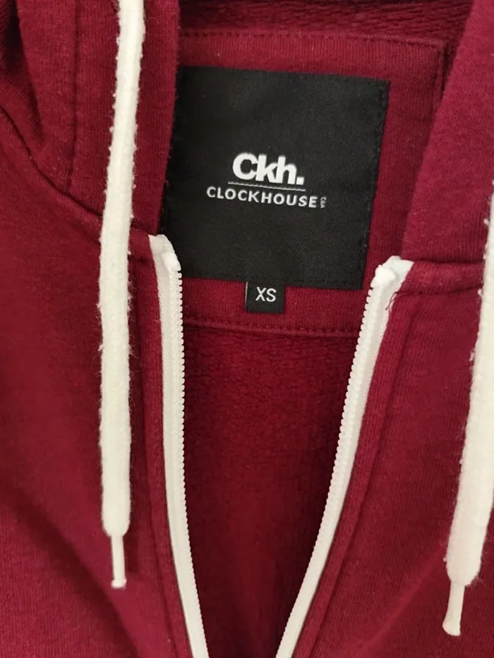 Gilet capuche sweat c&a bordeaux taille XS - photo numéro 4