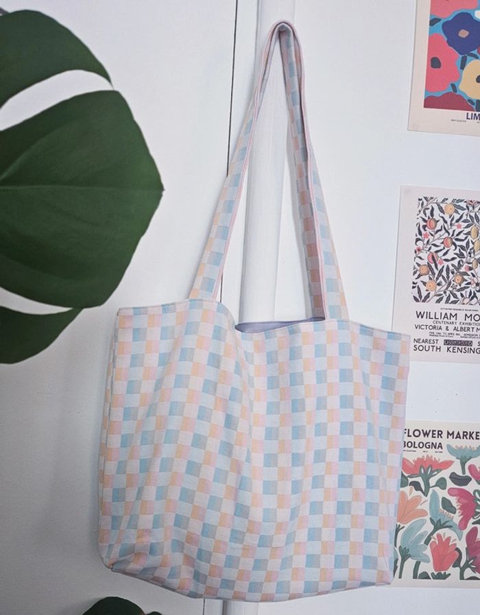 Tote bag damier pastel - photo numéro 5