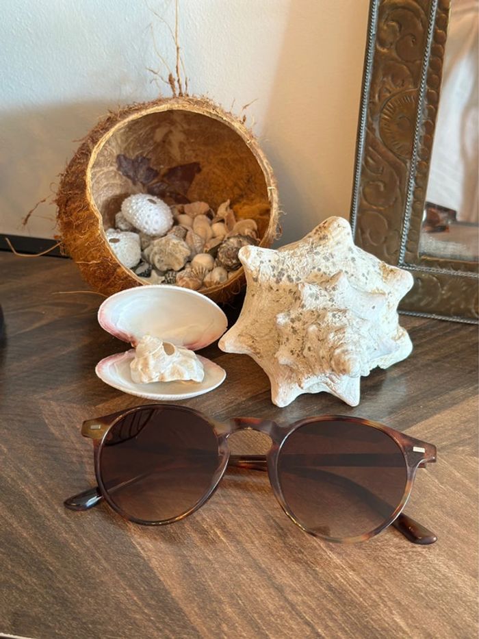 Lunettes de soleil unisexe – monture écaille brun  protection UV