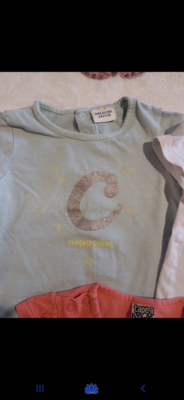 Lot de 3 T.shirts bébé taille 12 mois - photo numéro 2