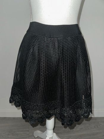 Jupe filet dentelle fleurs noir Y2K T38/40 M/L
