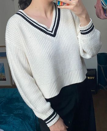 Pull col V style cricket vintage tS H&M