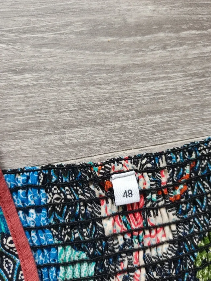 Robe mi-longue à bretelles motifs graphiques et fleuris multicolore taille 48 - photo numéro 8