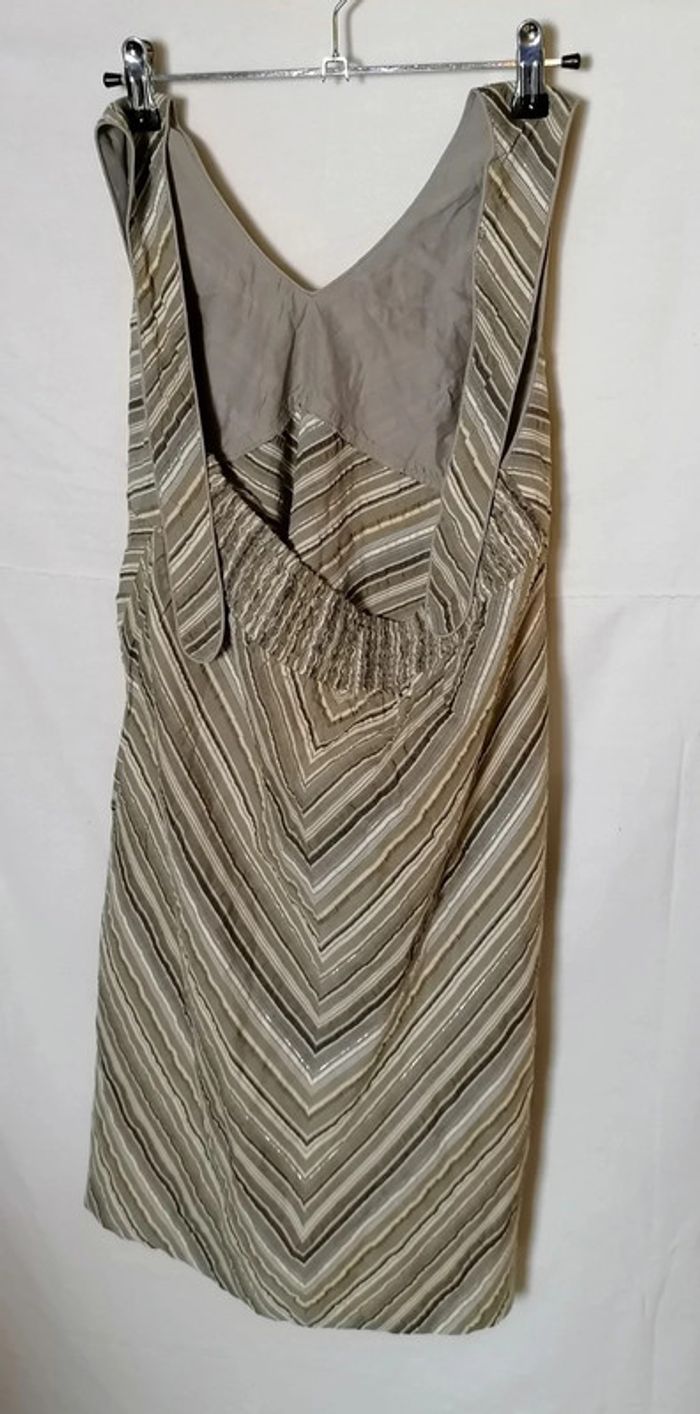 Robe d'été à rayures beige marron gris argenté taille L Agathe Velmont - photo numéro 9