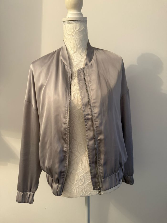 Bomber blouson veste mango argenté 36 - photo numéro 8