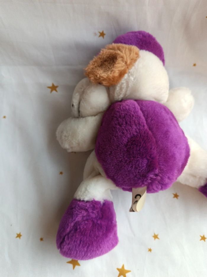 Peluche plush teddy doudou chien dog doggy violet parme casquette chapeau cap cp c.p c p playmaker - photo numéro 9
