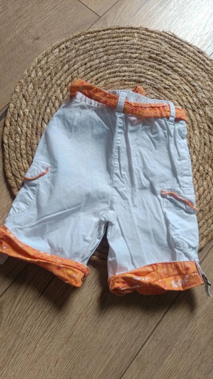 Short blanc et orange Petit Kimbalou 12 mois - photo numéro 3