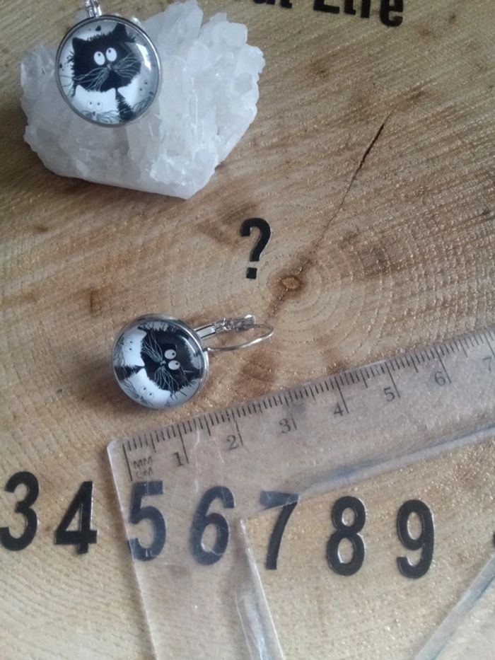 Boucles d'oreilles chat noir - photo numéro 3