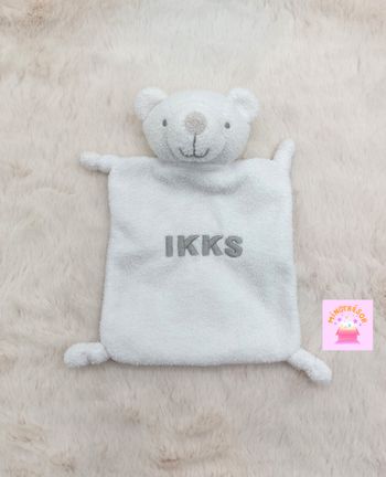 Doudou plat ours blanc éponge IKKS gris