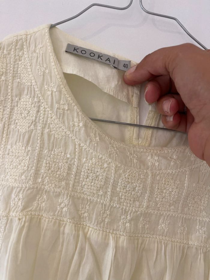 Blouse top Kookaï jaune pale 40 dentelle tbe - photo numéro 2
