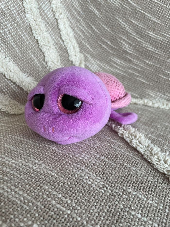 Peluche doudou 16cm ty tortue rose et violet brillant très bon état