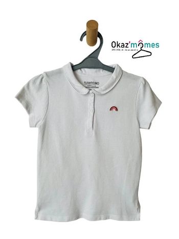 Polo blanc à manches courtes (écusson arc-en-ciel) - Monoprix kids 6 ans