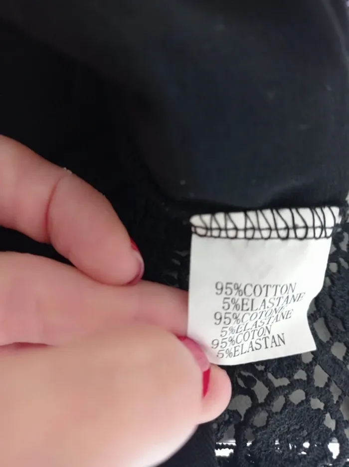 Haut débardeur broderie noir dentelle col haut habillé T.M May - photo numéro 4