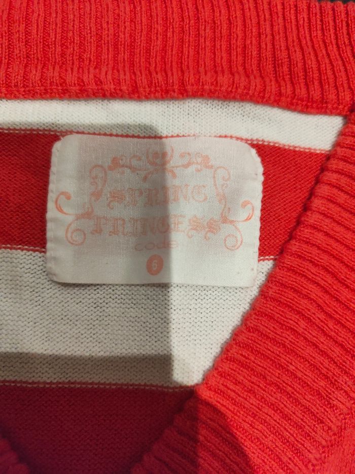 Pull rayé rouge et blanc - photo numéro 2