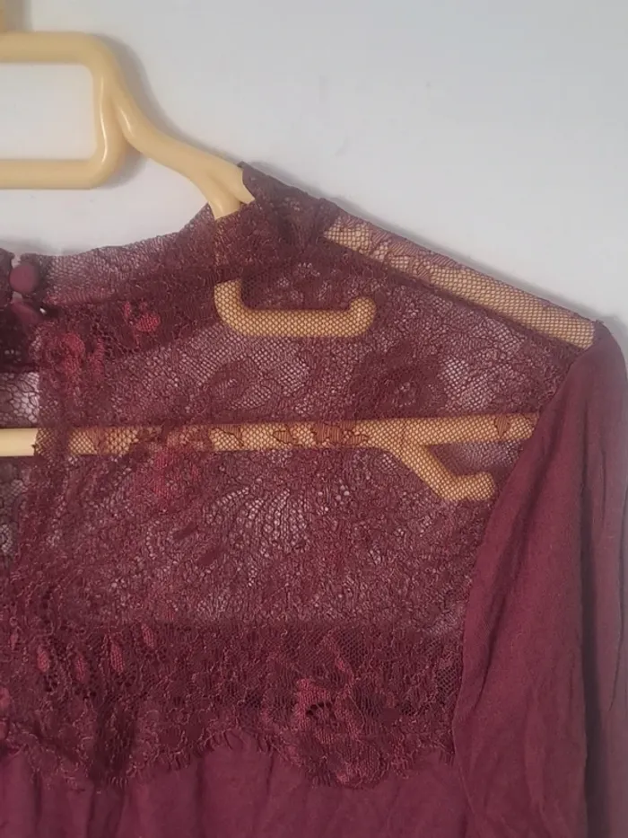 Blouse Bordeaux à dentelle Pimkie Taille L - photo numéro 12