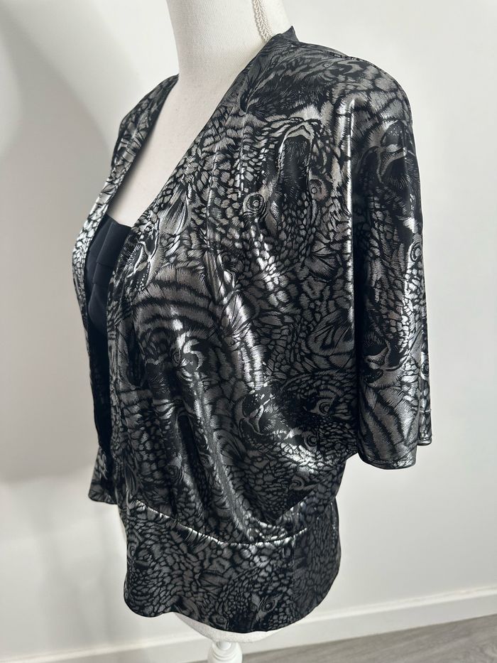 Blouse tigre noire et argentée C&A Y2K T46 3XL - photo numéro 3