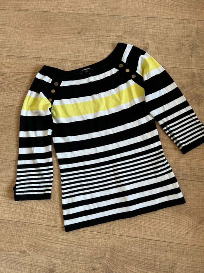 Pull rayé avec manches 3/4 Morgan taille S bon état - photo numéro 11
