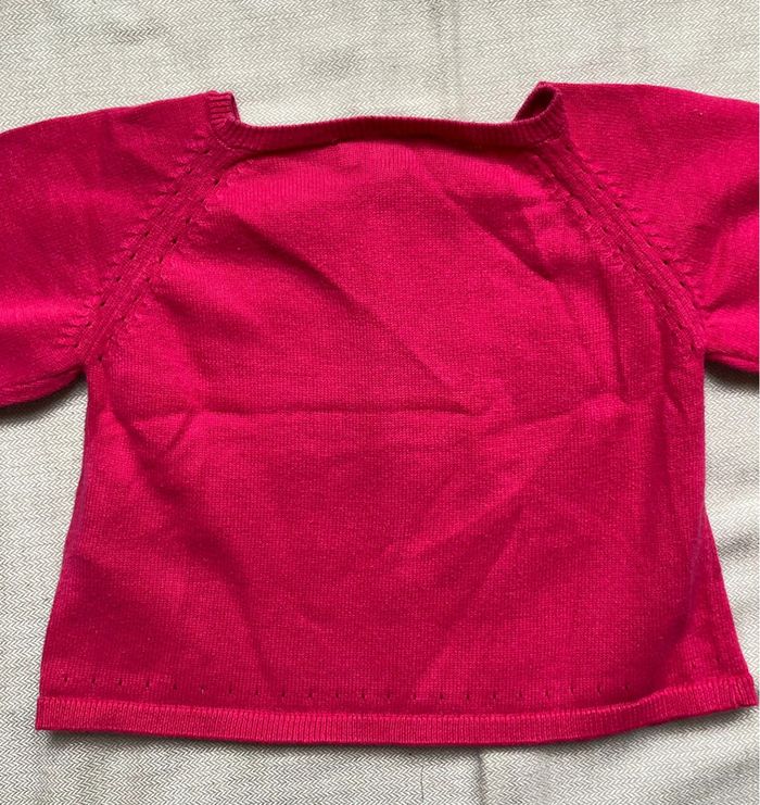 Cardigan/gilet fushia Jacadi 6 mois, coton - photo numéro 4
