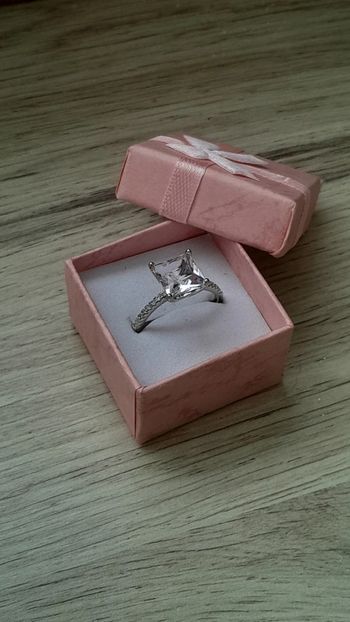 Bague pierre rose en cristal, strass, plaquée argent, taille 60