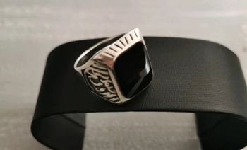 Chevalière T9 homme tendance pierre noire