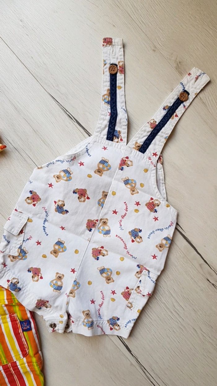Lot de 2 salopettes estivales style vintage garçon 3mois - photo numéro 6