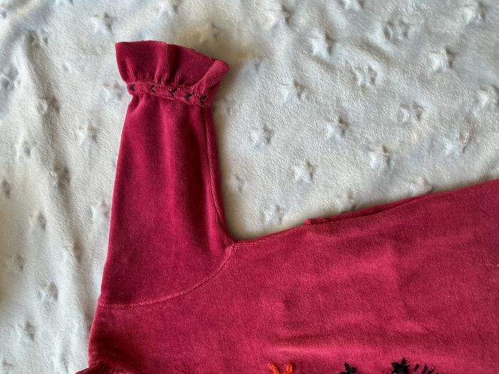 pyjama grenouillère en velours couleur prune 3 mois du pareil au même broderies devant - photo numéro 7