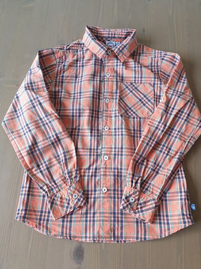 chemise à carreaux 10 ans la compagnie des petits  orange