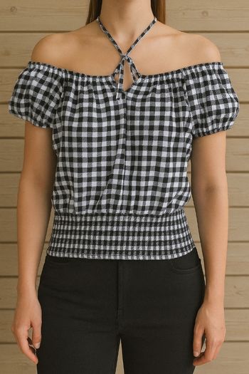 Crop Top Noir & Blanc – Jennyfer – Taille L/40 – Très Bon État