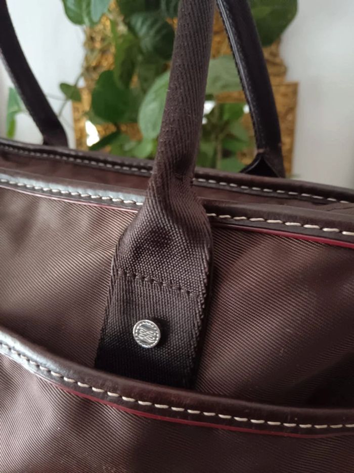 Cabas Lancel en toile et cuir marron - photo numéro 3