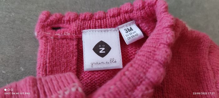 Pull fille rose 3 mois - Grain de blé - photo numéro 3