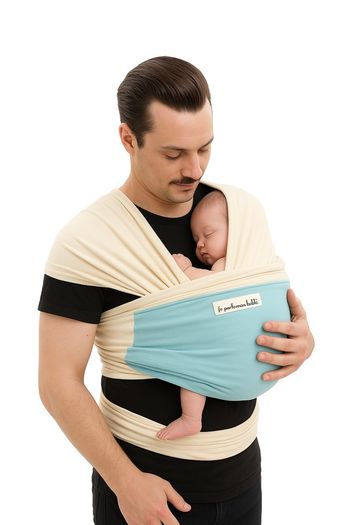 Écharpe de portage JPMBB love radius beige creme bleu clair