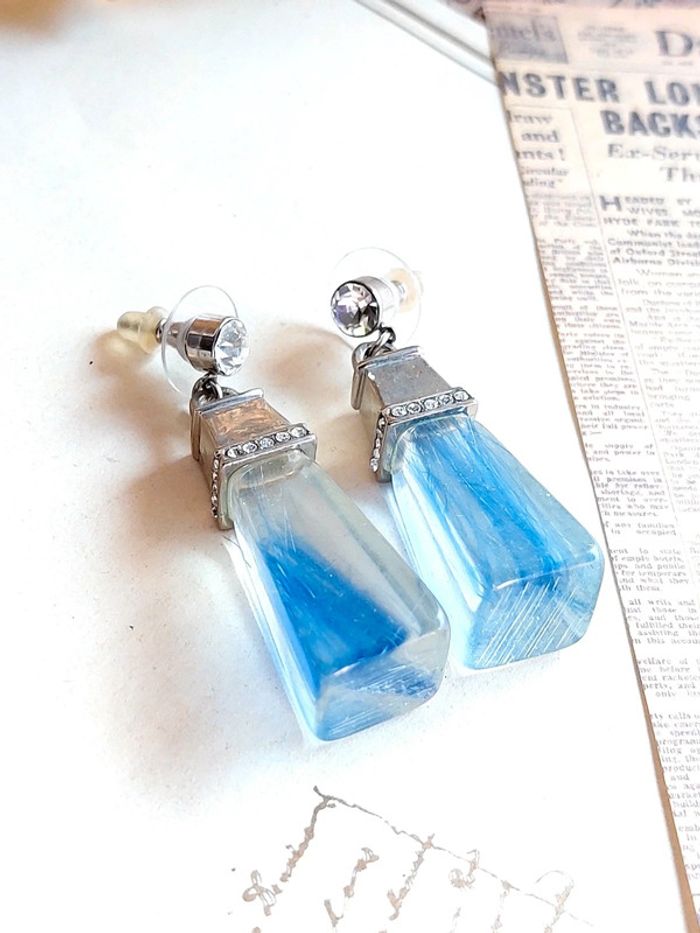 Magnifique paire de boucles d'oreilles pendantes vintage 00's Y2k - photo numéro 4